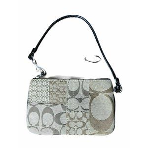 Coach Signature Fabric Zippered Wristlet.  Wallet.